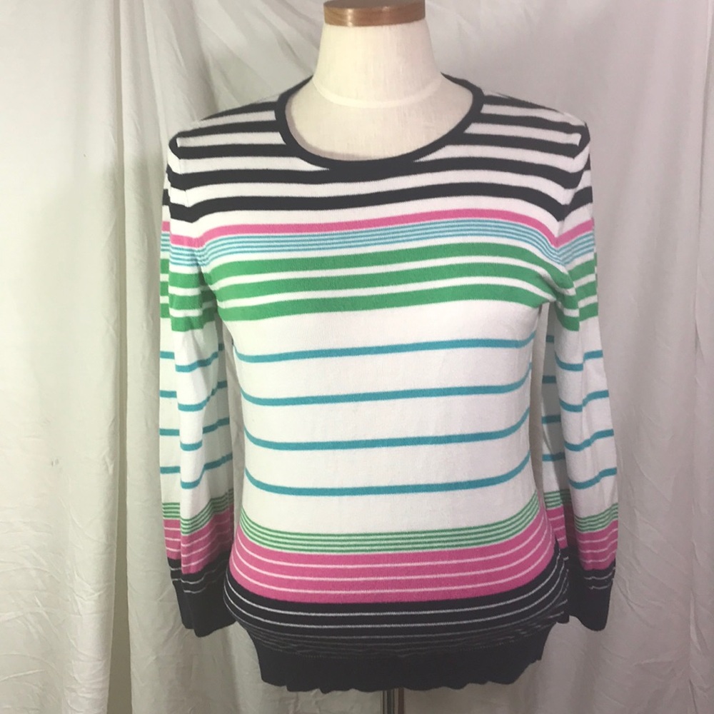 Chaps striped multicolored sweater sz L